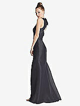 Side View Thumbnail - Onyx Bateau Neck Open-Back Maxi Dress with Bow Detail