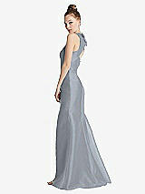 Side View Thumbnail - Platinum Bateau Neck Open-Back Maxi Dress with Bow Detail