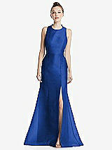 Rear View Thumbnail - Sapphire Bateau Neck Open-Back Maxi Dress with Bow Detail
