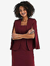 Front View Thumbnail - Cabernet Open-Front Split Sleeve Cape Jacket