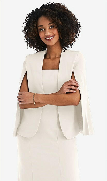 Open-front Split Sleeve Cape Jacket In Ivory | The Dessy Group