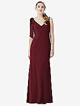 Front View Thumbnail - Cabernet Bow-Shoulder V-Back Trumpet Gown