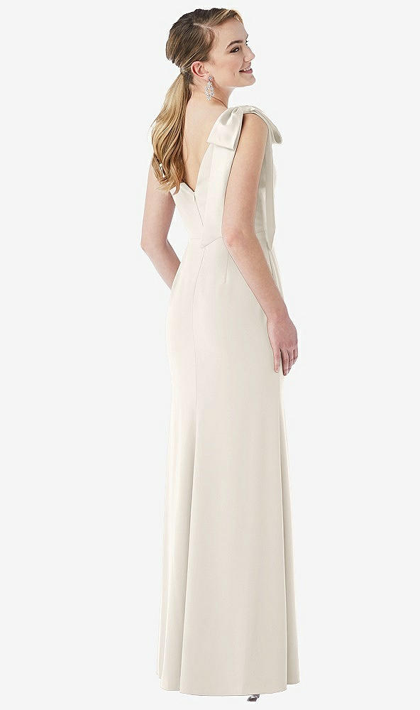 Back View - Ivory Bow-Shoulder V-Back Trumpet Gown