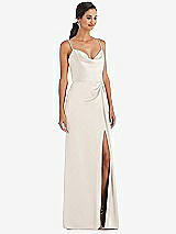 Alt View 1 Thumbnail - Ivory Cowl-Neck Draped Wrap Maxi Dress with Front Slit