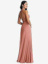 Front View Thumbnail - Desert Rose Stand Collar Halter Maxi Dress with Criss Cross Open-Back