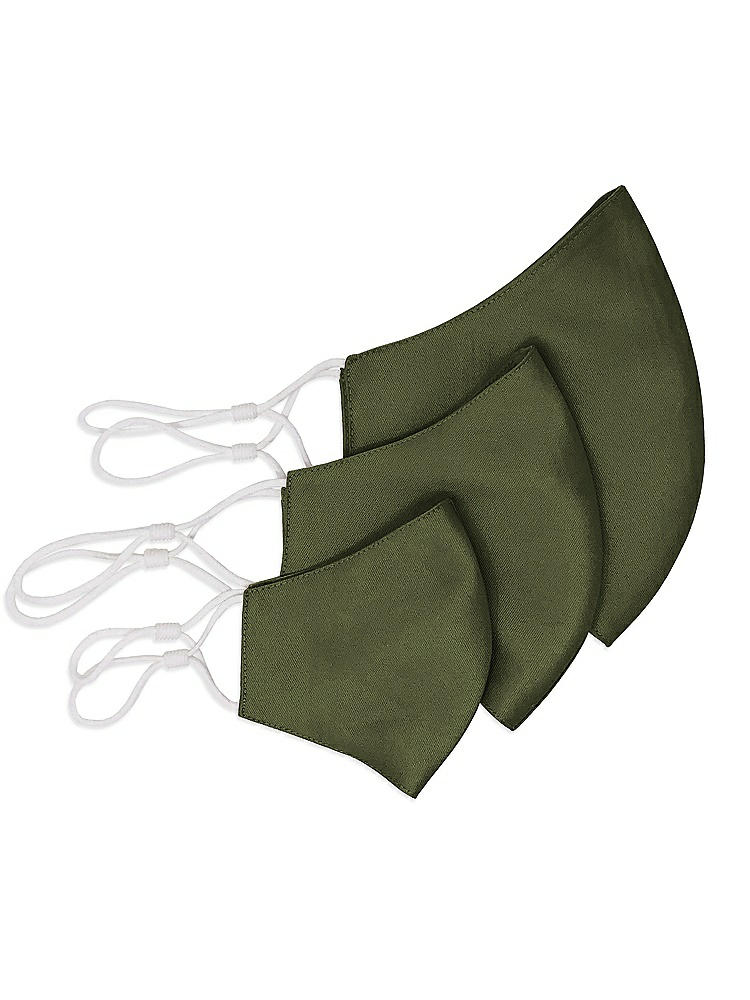 Back View - Olive Green Satin Twill Reusable Face Mask