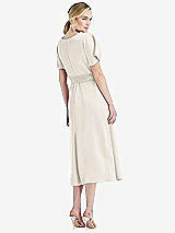 Rear View Thumbnail - Ivory Cowl-Neck Kimono Sleeve Midi Dress with Bowed Sash
