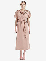 Front View Thumbnail - Toasted Sugar Cowl-Neck Kimono Sleeve Midi Dress with Bowed Sash