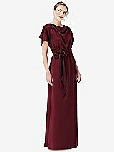 Front View Thumbnail - Cabernet Cowl-Neck Kimono Sleeve Maxi Dress with Bowed Sash