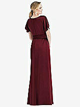 Rear View Thumbnail - Cabernet Cowl-Neck Kimono Sleeve Maxi Dress with Bowed Sash