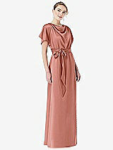 Front View Thumbnail - Desert Rose Cowl-Neck Kimono Sleeve Maxi Dress with Bowed Sash