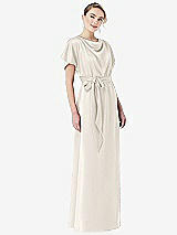 Front View Thumbnail - Ivory Cowl-Neck Kimono Sleeve Maxi Dress with Bowed Sash