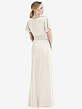 Rear View Thumbnail - Ivory Cowl-Neck Kimono Sleeve Maxi Dress with Bowed Sash
