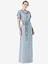 Front View Thumbnail - Mist Cowl-Neck Kimono Sleeve Maxi Dress with Bowed Sash