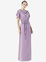 Front View Thumbnail - Pale Purple Cowl-Neck Kimono Sleeve Maxi Dress with Bowed Sash