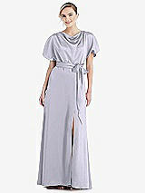 Side View Thumbnail - Silver Dove Cowl-Neck Kimono Sleeve Maxi Dress with Bowed Sash