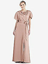 Side View Thumbnail - Toasted Sugar Cowl-Neck Kimono Sleeve Maxi Dress with Bowed Sash