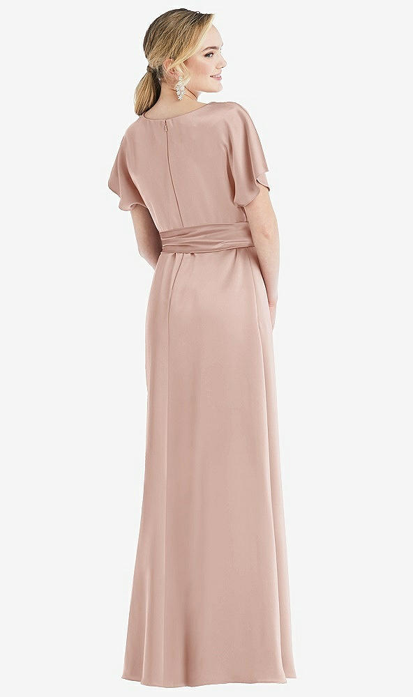 Back View - Toasted Sugar Cowl-Neck Kimono Sleeve Maxi Dress with Bowed Sash