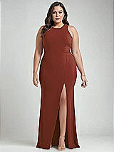 Alt View 1 Thumbnail - Auburn Moon & Mist Cutout Open-Back Halter Maxi Dress with Scarf Tie