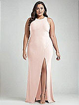 Alt View 1 Thumbnail - Blush & Mist Cutout Open-Back Halter Maxi Dress with Scarf Tie