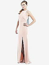 Side View Thumbnail - Blush & Mist Cutout Open-Back Halter Maxi Dress with Scarf Tie