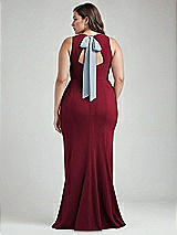 Alt View 3 Thumbnail - Burgundy & Mist Cutout Open-Back Halter Maxi Dress with Scarf Tie