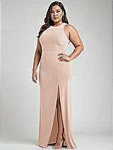 Alt View 2 Thumbnail - Cameo & Mist Cutout Open-Back Halter Maxi Dress with Scarf Tie