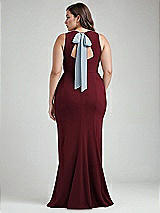 Alt View 3 Thumbnail - Cabernet & Mist Cutout Open-Back Halter Maxi Dress with Scarf Tie