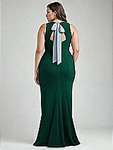 Alt View 3 Thumbnail - Hunter Green & Mist Cutout Open-Back Halter Maxi Dress with Scarf Tie