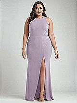 Alt View 1 Thumbnail - Lilac Haze & Mist Cutout Open-Back Halter Maxi Dress with Scarf Tie