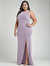 Alt View 2 Thumbnail - Lilac Haze & Mist Cutout Open-Back Halter Maxi Dress with Scarf Tie
