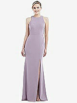 Rear View Thumbnail - Lilac Haze & Mist Cutout Open-Back Halter Maxi Dress with Scarf Tie