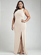 Alt View 2 Thumbnail - Oat & Mist Cutout Open-Back Halter Maxi Dress with Scarf Tie