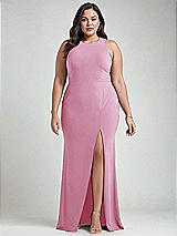 Alt View 1 Thumbnail - Powder Pink & Mist Cutout Open-Back Halter Maxi Dress with Scarf Tie