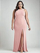 Alt View 1 Thumbnail - Rose & Mist Cutout Open-Back Halter Maxi Dress with Scarf Tie