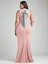 Alt View 3 Thumbnail - Rose & Mist Cutout Open-Back Halter Maxi Dress with Scarf Tie
