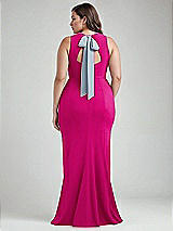 Alt View 3 Thumbnail - Think Pink & Mist Cutout Open-Back Halter Maxi Dress with Scarf Tie