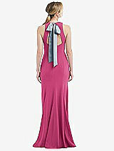 Front View Thumbnail - Tea Rose & Mist Cutout Open-Back Halter Maxi Dress with Scarf Tie