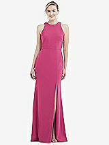 Rear View Thumbnail - Tea Rose & Mist Cutout Open-Back Halter Maxi Dress with Scarf Tie