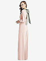 Alt View 1 Thumbnail - Blush & Willow Green Bishop Sleeve Open-Back Jumpsuit with Scarf Tie