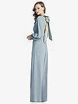 Alt View 1 Thumbnail - Mist & Willow Green Bishop Sleeve Open-Back Jumpsuit with Scarf Tie