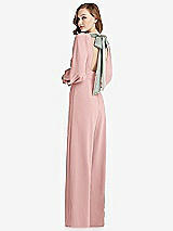 Front View Thumbnail - Rose & Willow Green Bishop Sleeve Open-Back Jumpsuit with Scarf Tie