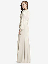 Alt View 3 Thumbnail - Ivory Long Puff Sleeve V-Neck Trumpet Gown