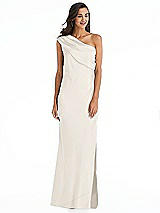 Alt View 1 Thumbnail - Ivory Draped One-Shoulder Convertible Maxi Slip Dress