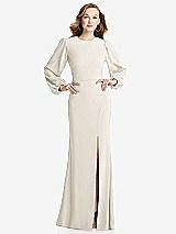 Rear View Thumbnail - Ivory Long Puff Sleeve Maxi Dress with Cutout Tie-Back