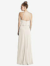 Rear View Thumbnail - Ivory Bias Ruffle Empire Waist Halter Maxi Dress with Adjustable Straps