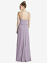 Rear View Thumbnail - Lilac Haze Bias Ruffle Empire Waist Halter Maxi Dress with Adjustable Straps