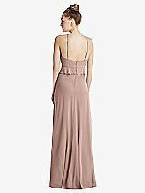 Rear View Thumbnail - Neu Nude Bias Ruffle Empire Waist Halter Maxi Dress with Adjustable Straps