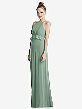 Side View Thumbnail - Seagrass Bias Ruffle Empire Waist Halter Maxi Dress with Adjustable Straps