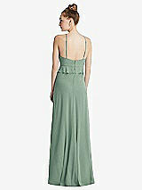 Rear View Thumbnail - Seagrass Bias Ruffle Empire Waist Halter Maxi Dress with Adjustable Straps